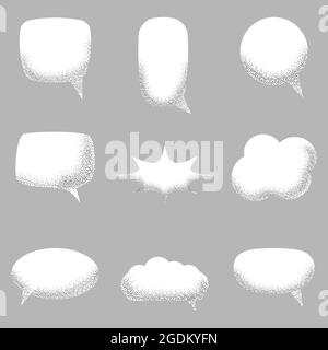 Set of empty speech bubbles with with noise sand texture trendy. Vector illustration isolated Stock Vector