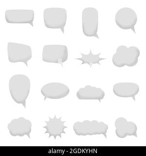 Set of empty speech bubbles with with noise sand texture trendy. Vector illustration isolated Stock Vector