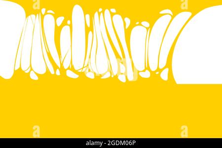 Slime sticky yellow banner, spittle, snot. Frame of scary zombie, alien slime. Cartoon flat slime isolated object. Fiction party design element Stock Vector