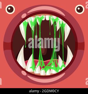 Predatory jaws of a fantastic horrible scary monster with slime