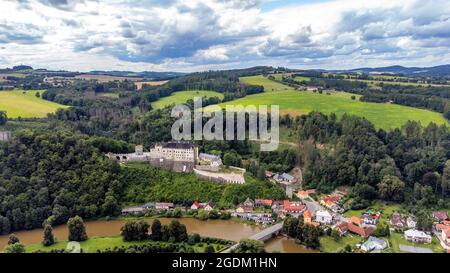 Photo of a castle Cesky Sternberk with blue sky in Czech republic Stock Photo