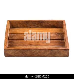 Wooden vintage dark brown serving tray Stock Photo