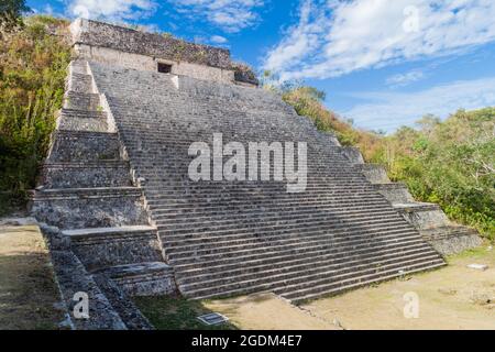 Grand Pyramid in the ancient Mayan city Uxmal, Mexico Stock Photo