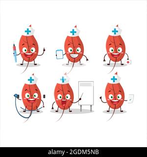 Doctor profession emoticon with dried leaves cartoon character. Vector illustration Stock Vector