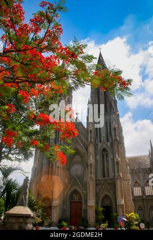 150 years old, St. Philomena’s Cathedral is a Catholic church that is cathedral of the Diocese of Mysore, Karnataka, India. Stock Photo