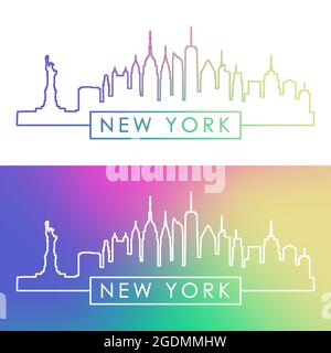 New York skyline. Colorful linear style. Editable vector file. Stock Vector