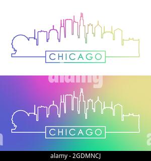 Chicago skyline. Colorful linear style. Editable vector file. Stock Vector