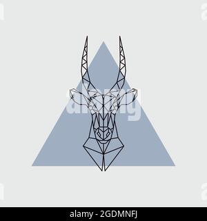 Antelope head in polygonal style. Triangle vector illustration of animal for use as a print on t-shirt and poster. Stock Vector