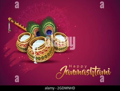 happy janmashtami greetings. vector illustration. Stock Vector