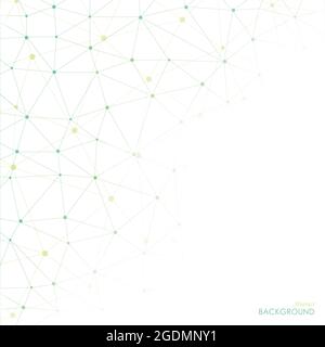 Abstract geometric lattice, the scope of green and yellow molecules. Vector background. Stock Vector