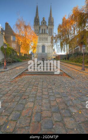 Saint-Maurice Cathedral at Angers in the Loire Valley, in the département of Maine-et-Loire, in France. Stock Photo