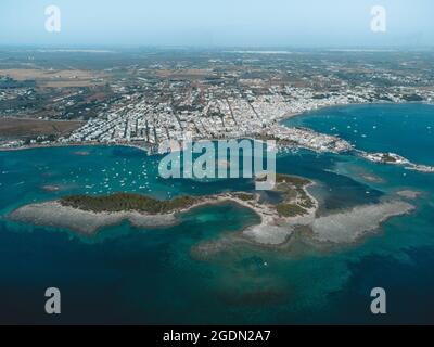 a great view on porto cesareo and rabbit island, in puglia Stock Photo