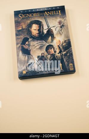 Lord of the rings motion pictures DVD isolated on a beige background - The return of the king Stock Photo