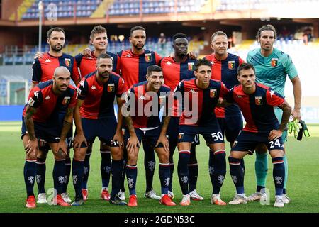 Genoa, Italy. 13 August 2021. Players of Genoa CFC pose for a team