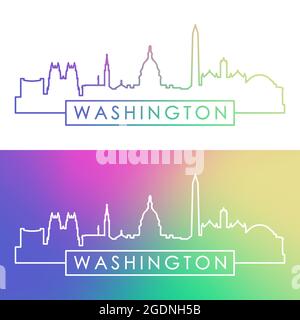 Washington skyline. Colorful linear style. Editable vector file. Stock Vector