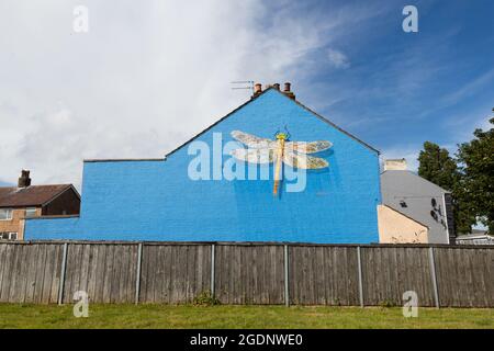 ATM - Norfolk Hawker Dragonfly mural in Lowestoft, Suffolk Stock Photo