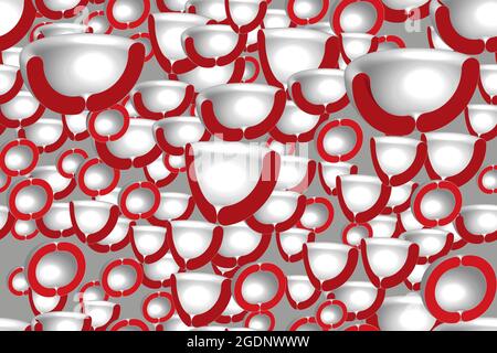 Gray Red Hemispheres Seamless Pattern Stock Vector