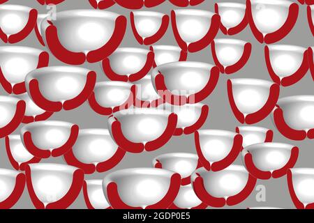 Gray Red Hemispheres Seamless Pattern Stock Vector