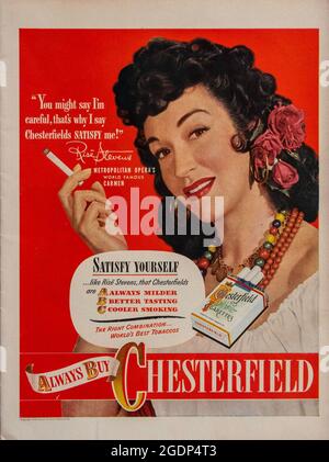 Vintage 1940’s Chesterfield Cigarette advertisement with celebrity ...