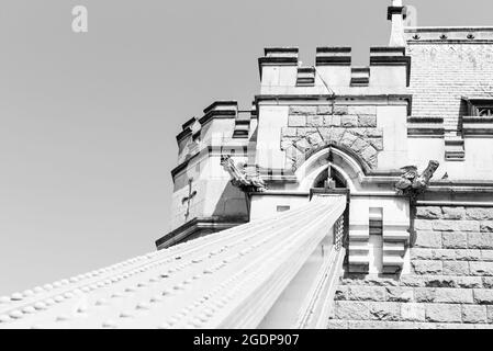 Carved dragons on the south tower of Tower Bridge, London, UK Stock Photo