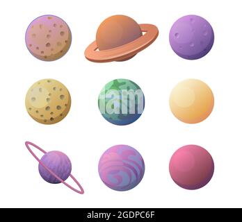 Set of planets. Space objects. Isolated on white background. Vector Stock Vector
