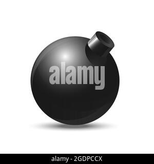 Realictic vector black bomb on white background Stock Vector