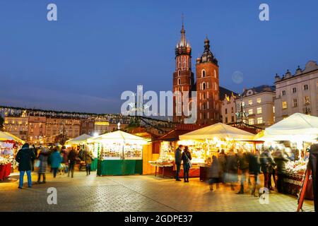 Annual christmas fair at the Main Market Square in Krakow, Poland. Stock Photo