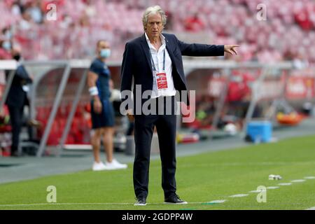 Lisbon, Portugal. 14th Aug, 2021. Benfica's head coach Jorge Jesus gestures during the Portuguese League football match between SL Benfica and FC Arouca at the Luz stadium in Lisbon, Portugal on August 14, 2021. (Credit Image: © Pedro Fiuza/ZUMA Press Wire) Stock Photo