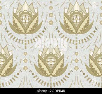 Fancy flowers with precise angles, fluid curves and subtle texture on light gray inspired by the beauty of the geometry to create a tranquil escape. Stock Vector