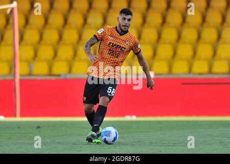 Benevento, Italy. 14th Aug, 2021. Diego Pastina player of Benevento, during the Italian Cup match rta Benevento vs Spal final result 2-1, match played at the Ciro Vigorito stadium in Benevento. Benevento, Italy, August 14, 2021. (photo by Vincenzo Izzo/Sipa USA) Credit: Sipa USA/Alamy Live News Stock Photo