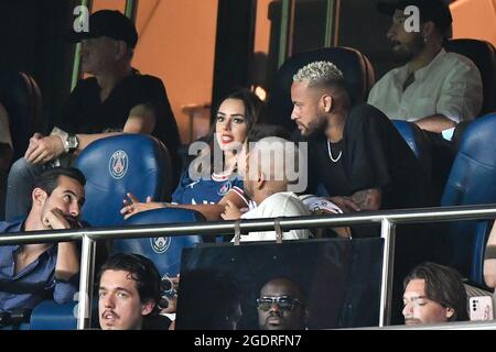 Paris, France. 14th Aug, 2021. Neymar at the PSG vs Strasbourg match in Parc des Princes in Paris, France, on August 14, 2021.(Photo by Lionel Urman/Sipa USA) Credit: Sipa USA/Alamy Live News Stock Photo
