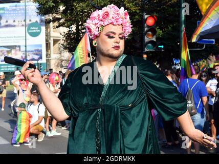 Krakow, Poland. 14th Aug, 2021. A Drag Queen performing during Krakow Equality March, attended by over 5,000 people. Credit: SOPA Images Limited/Alamy Live News Stock Photo