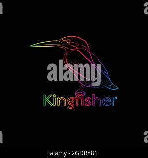Vector of a kingfisher on black background. Bird. Easy editable layered vector illustration. Wild Animals. Stock Vector