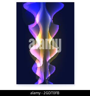 Flowing smoke effect from blended lines. Poster isolated on white background. Vector illustration with abstract cover. Stock Vector