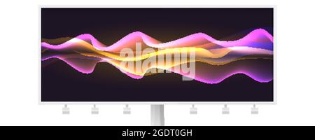 Billboard with abstract background. Waving lines on dark background. Smoke effect from blended lines. Vector illustration. Stock Vector