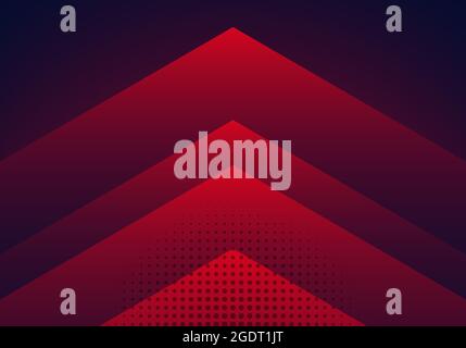 Modern abstract background red and blue gradient arrow shape overlapping layer with halftone effect. Vector illustration Stock Vector