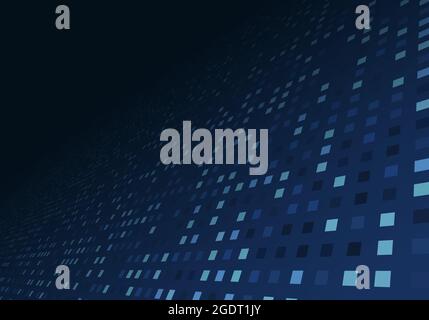 Abstract technology digital data blue square pixel pattern perspective background. Vector illustration Stock Vector