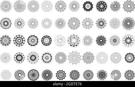 50 Printable Mandala Design For Coloring Books Or Pages To Upload Amazon KDP. Stock Vector
