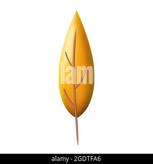 Autumn leave 3D. Fall leaf, minimal 3d render, plasticine, vector Stock Vector