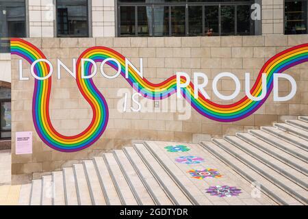 Detail of Proudly Together, an artwork by Rebecca Strickson about LGBT inclusion in London Stock Photo