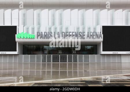 Nanterre, France - November 11, 2019: The Paris La Defense Arena, is an arena located in Nanterre, just behind the Arche de la Defense Stock Photo
