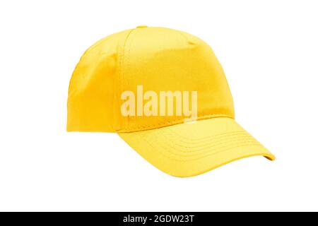 Fashion blank yellow baseball cap on white background Stock Photo