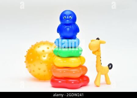 Babt collection toys on a white background Stock Photo