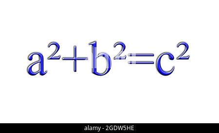 a2 plus b2 is equal to c2 blue geometric theorem of pythagoras Stock Photo