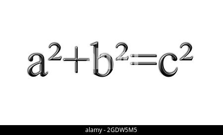 a2 plus b2 is equal to c2 black geometric theorem of pythagoras Stock Photo