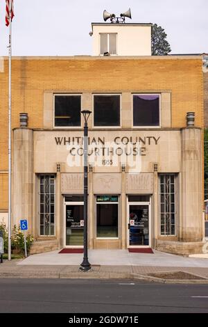 facade of late Art Deco style Whitman County courthouse, 1955, Main Street, Colfax, Washington State, USA Stock Photo