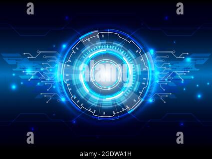 Lines and dots. Futuristic Sci-Fi glowing HUD element. Abstract hi-tech background. Head-up display interface. Virtual reality technology innovation s Stock Vector