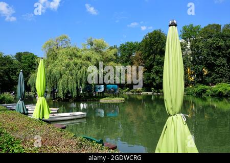 Baden near Vienna, Lower Austria, Austria. Festival La Gacilly 2021 in Baden near Vienna. The photo exhibition in the Rosarium in Doblhoffpark Stock Photo