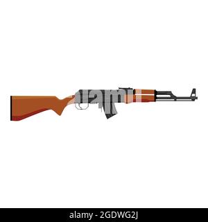 Vector illustration AK rifle Kalashnikov machine gun isolated on white background. Stock Vector