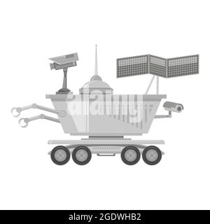 Lunar Rover Icon Isolated on White Background. Robotic Space Vehicle for Investigation,Study, Research, Survey Stock Vector